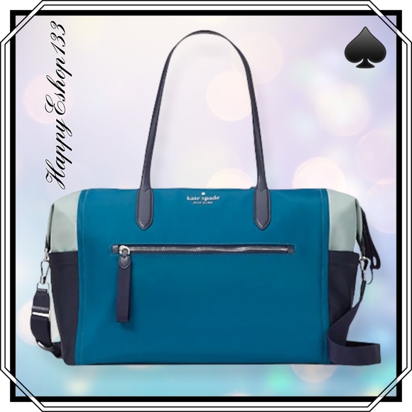 kate spade Handbags - ♠️ kate spade ♠️ Chelsea Tricolor Colorblock Nylon Weekender Duffle Bag, Blue